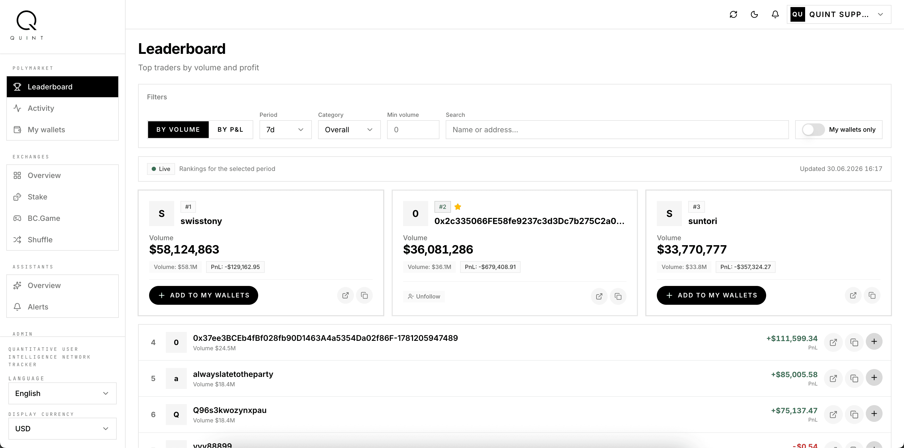 QUINT — desktop view
